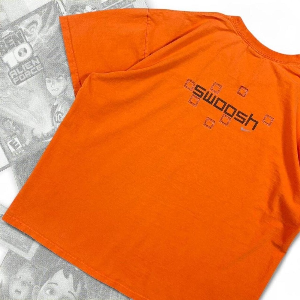 Vintage Nike Swoosh Logo Skater Grunge Boxy Oversized Graphic Tee Orange XL